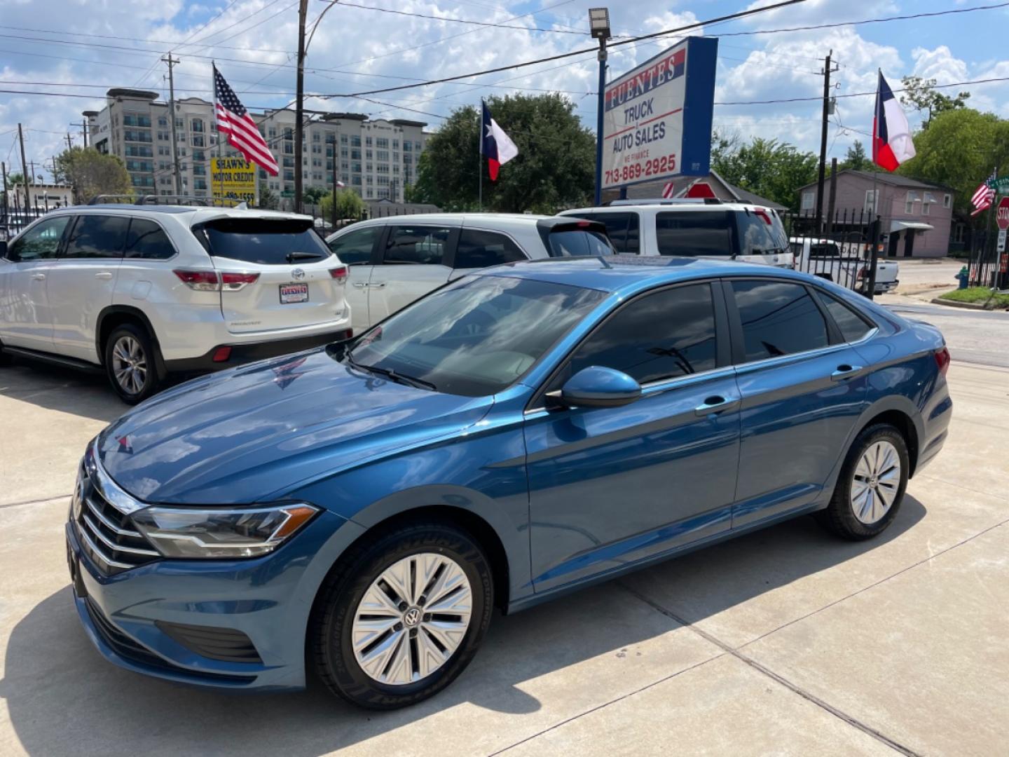 2020 Blue /Silver Volkswagen Jetta 1.4T S 6M (3VWN57BU5LM) with an 1.4L L4 DOHC 20V engine, 6M transmission, located at 1501 West 15th St., Houston, 77008, (713) 869-2925, 29.797941, -95.411789 - Photo#0