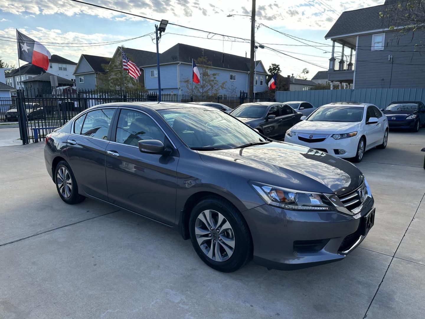 2014 Gray /Silver Honda Accord LX Sedan CVT (1HGCR2F37EA) with an 2.4L L4 DOHC 16V engine, Continuously Variable Transmission transmission, located at 1501 West 15th St., Houston, 77008, (713) 869-2925, 29.797941, -95.411789 - Photo#1